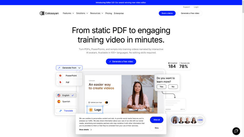Screenshot of Colossyan AI Video Tool
