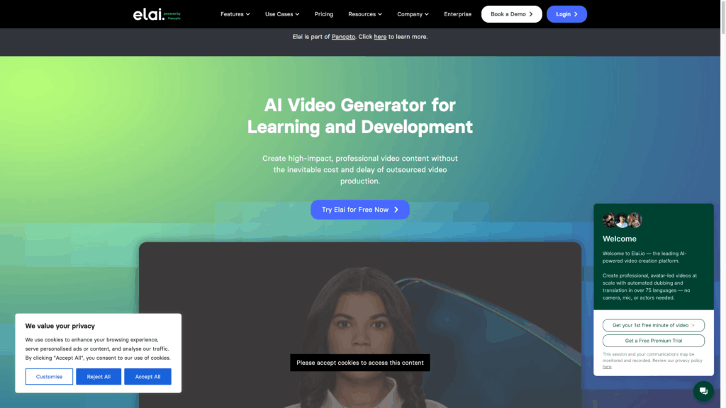 Screenshot of Elai AI Video Tool