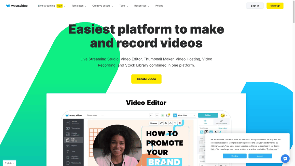 Screenshot of Wave.video AI Video Tool
